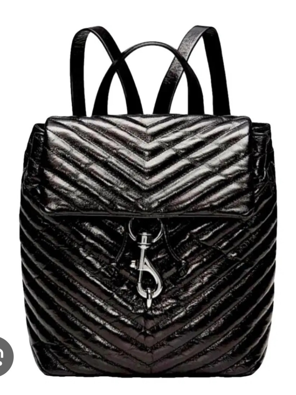 Rebeccca Minkoff Black Quilted Real Leather Backpack Bag Purse Chevron